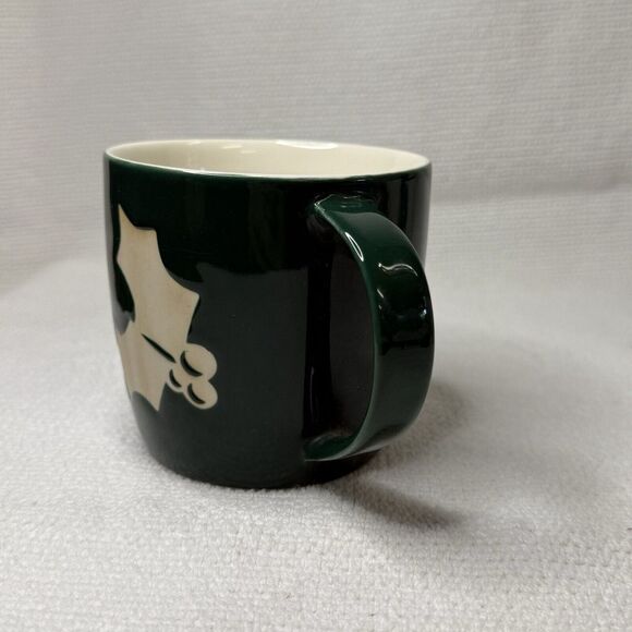 Starbucks Coffee Holiday 2011 Coffee Mug 16 Fl Oz Green Cup Holly Leaf & Berries - Picture 6 of 6